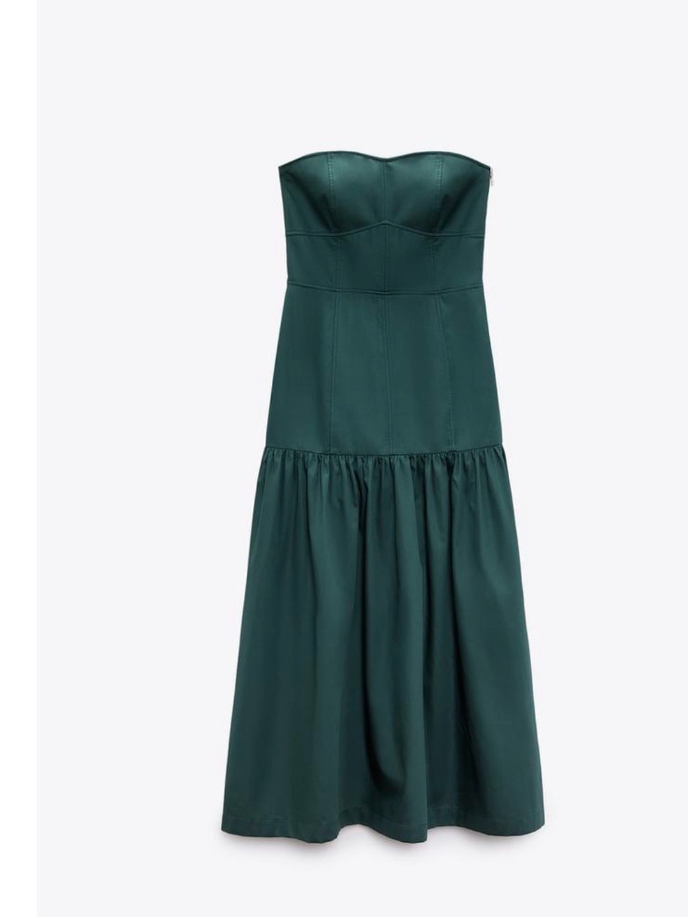 Zara strapless Emerald Green Midi Dress